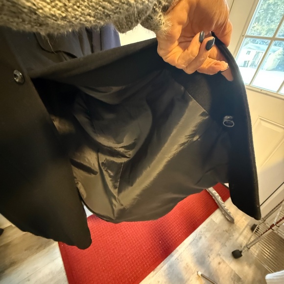 London Fog Black Wool Lined Long Coat - Picture 5 of 6